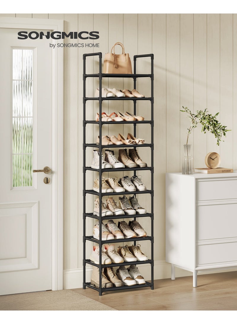 سونمجز منظم أحذية سونغميكس 10 أدوار - رف أحذية طولي موفر للمساحة، هيكل معدني وأرفف قماشية متينة - مقاس 45×28×173 سم، لون أسود - Image 1